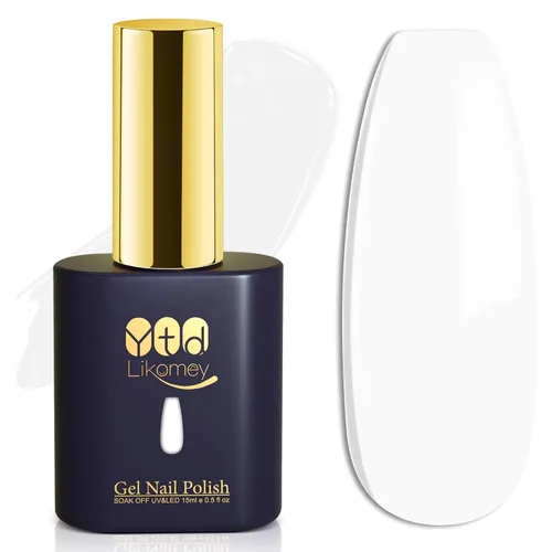 YTD Likomey Esmalte de uñas de gel blanco, 0.5 onzas líquidas, manicura y pedicura para manicura y pedicura de verano, esmalte de color UV, 0.5
