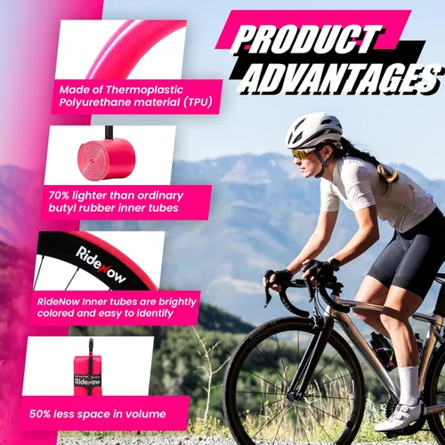 Miniatura 4 de RideNow TPU Road Bike Inner Tube, 2 Pack Gravel Bike Tube 700 x 32C-47C with 45mm/65mm/85mm Presta Valves, Ultra-Light Puncture Resistant Bicycle