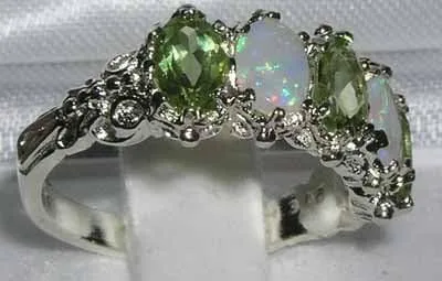 Miniatura 3 de Anillo de eternidad para mujer de plata de ley 925 con peridoto y ópalo auténticos
