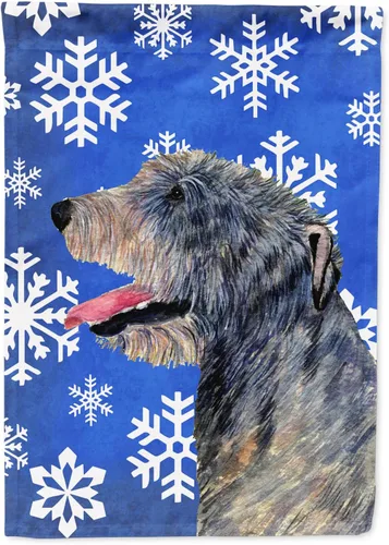 Miniatura 289 de Caroline's Treasures SC9374GF Bulldog English Snow flakes Holiday Garden Flag Buzón Bandera decorativa para patio exterior, patio, obras de arte