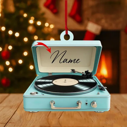 Miniatura 10 de Adorno de Disco de Vinilo Retro Personalizado 2025, Adorno de Músico Personalizado para Amantes de la Música, Decoración de Árbol de Navidad