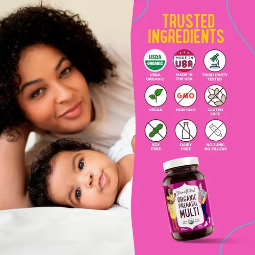 Miniatura 5 de Mama Natural Paquete prenatal – Vitaminas prenatales orgánicas para mujeres + probióticos seleccionados específicamente para el embarazo