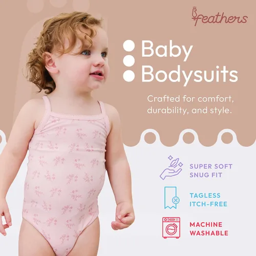 Miniatura 2 de Feathers Leafy Style - Body para bebé niña, súper suave, de una pieza para niños pequeños (paquete de 4)