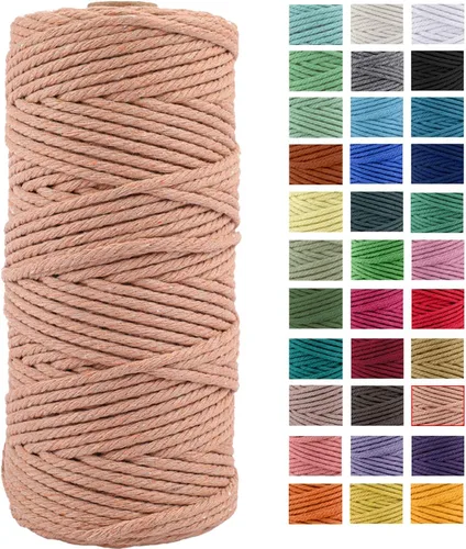 Miniatura 12 de Cuerda de macramé de algodón natural grueso de 3mm x 109 yardas, cuerda de algodón torcido de 4 hebras para macramé suave de color natural hecho a