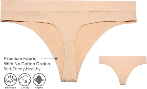 Miniatura 5 de Nowketon - Tanga para mujer sin costuras no se transparenta ropa interior de nailon elástico y elastano