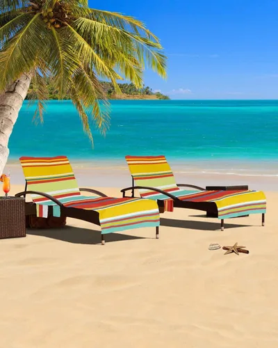 Miniatura 4 de Coloridas fundas verticales para silla de playa con bolsillos, funda de microfibra de secado rápido, fundas de silla de piscina naranja, toalla