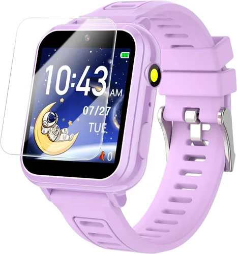 Miniatura 12 de Cosjoype Reloj inteligente para niños, regalos para niñas de 5 a 12 años, 24 juegos de rompecabezas, cámara de video HD, reproductor de música
