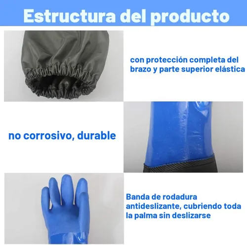 Miniatura 3 de Guantes de trabajo resistentes a productos químicos de PVC de Haiou, de goma larga, resistentes al agua, para trabajo con productos químicos
