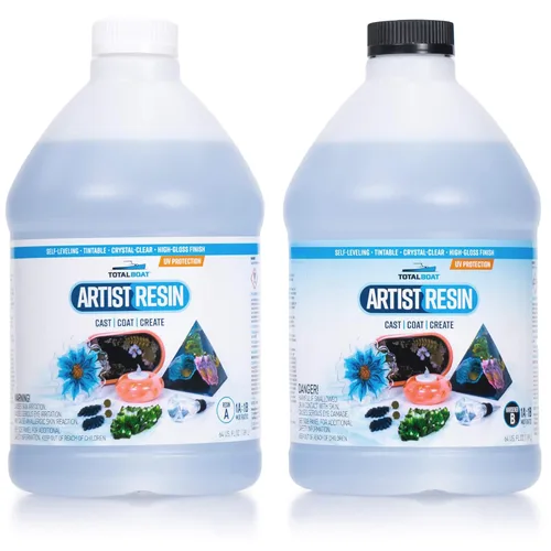 TotalBoat Artist Resina Epoxi - Kit de Galón de 128 Oz. con Proporción de Mezcla 1:1 y Resistencia UV - Fórmula de Fundición Cristalina Transparente