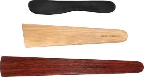 Miniatura 10 de Juego de utensilios de cocina de madera de 3 piezas, viene con una espátula de madera fina, agitador raspador de hierro fundido de madera y espátula