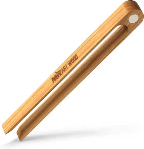 Miniatura 9 de 4 pinzas de madera para tostadora, utensilios de cocina de madera de fresno de 10 pulgadas, fácil de agarrar, diseño antideslizante para tostadas