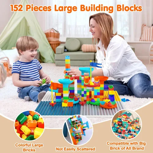 Miniatura 4 de arscniek Mesa de Actividades para Niños Pequeños 7 en 1, Mesas de Actividades para Niños y 4 Sillas con 152 Piezas de Bloques de Construcción