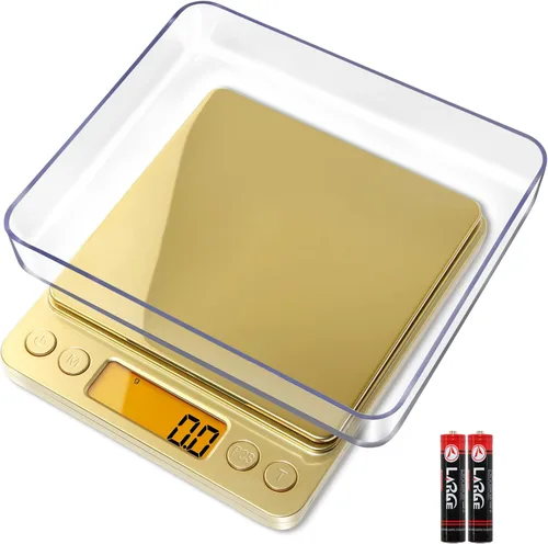 Fuzion Báscula digital de cocina, báscula de precisión de 105.82 oz/0.00 oz con 2 bandejas, pequeña báscula digital de gramos y onzas, escala de