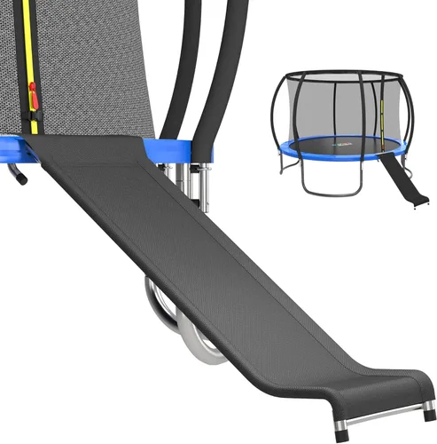 Miniatura 8 de Escalera universal para trampolín de 10/12/14/15 pies, diseño negro y plateado con marco de acero resistente, fácil de montar, seguridad y parte
