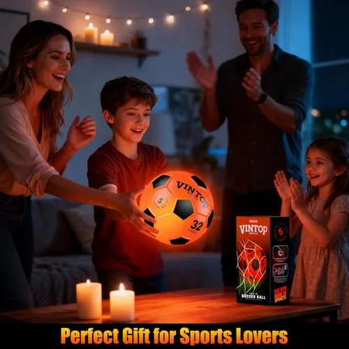 Miniatura 7 de Balón de fútbol que brilla en la oscuridad para niños de 8 a 12 y 15 años, pelota de fútbol con luz LED con bomba para interiores y exteriores