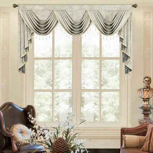 Miniatura 48 de VOGOL Cenefa de cortinas de terciopelo grueso para dormitorio, cenefas de cascada de lujo con aislamiento térmico dorado para sala de estar formal