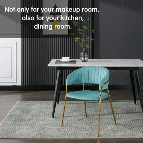 Miniatura 7 de Okeysen Juego de 4 sillas de comedor, sillas de cocina de terciopelo con patas de metal dorado, silla tapizada para cocina y comedor, silla