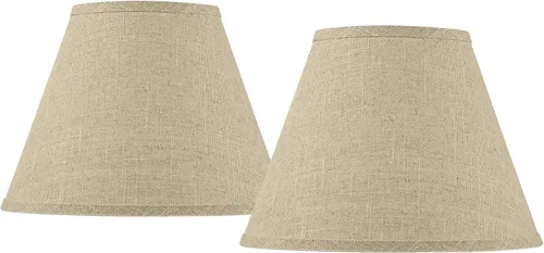 Juego de 2 pantallas de lámpara Empire (premontadas) de arpillera fina mediana de 6 pulgadas superior x 12 pulgadas inferior x 9 pulgadas de araña