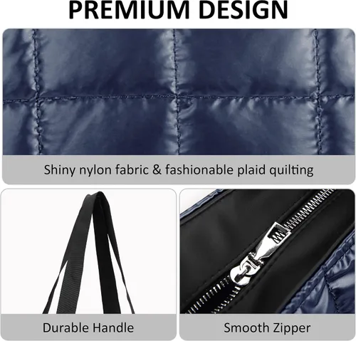 Miniatura 7 de Bolsa de mano acolchada para mujer, bolsa de hombro acolchada, grande, de algodón, suave y acolchada