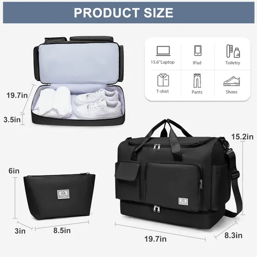 Miniatura 210 de Pequeña bolsa de gimnasio para mujer, bolsa de viaje con compartimento para zapatos