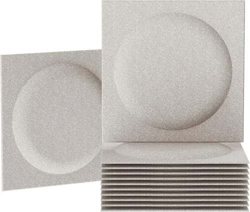 Miniatura 2 de Paneles acústicos 3D de pared, paquete de 12 paneles acústicos de arte circular de 12 x 12 pulgadas para decoración de pared interior, paneles