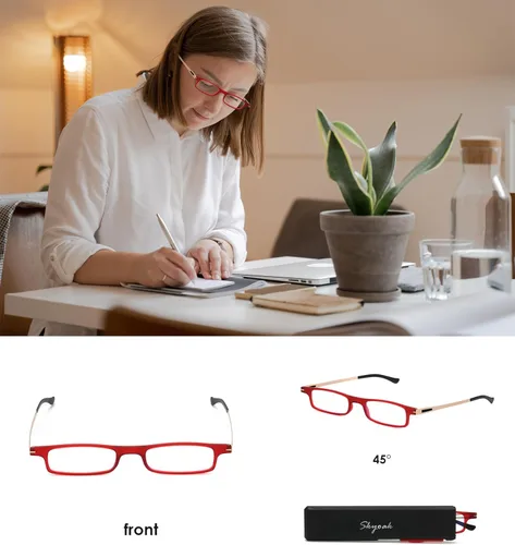 Miniatura 4 de SKYOAK - Lentes de lectura plegables ultra delgados y livianos para mujeres y hombres, TR90, bloqueo de luz azul, anti UV/fatiga visual, plegables