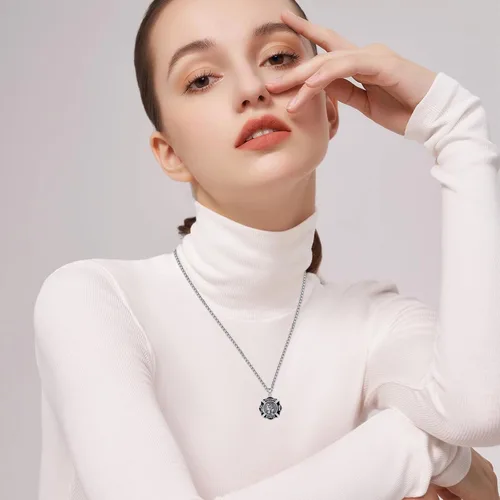 Miniatura 196 de Collar con colgante de plata de ley 925 con medalla de San Patrón, joyería religiosa para hombres y mujeres, con cadena de acero inoxidable 316L