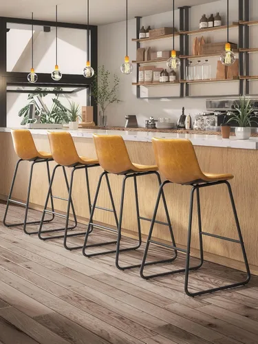 Miniatura 45 de Bar Stools Set of 2, 26 Inches Counter Height Bar Stools with Back, Modern Faux Leather Barstools with Metal Legs and Footrest, Bar Chairs for