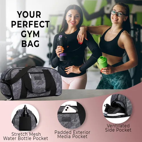 Miniatura 7 de Vooray Bolsa de lona para gimnasio con quemador de 23 litros, bolsa de viaje para mujeres y hombres, bolsa de gimnasio deportiva con compartimento