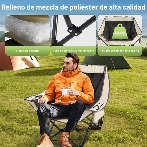 Miniatura 4 de Nice C Silla de campamento acolchada XL para exteriores, sillas deportivas portátiles plegables gruesas de gran tamaño, resistente, con bolsa