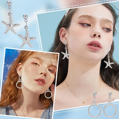 Miniatura 7 de PH PandaHall 300 aretes de bola, de acero inoxidable 304, con parte trasera de aretes de mariposa y anillos abiertos para hacer aretes de joyería
