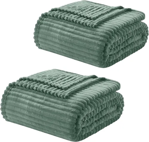 Miniatura 21 de Nestl Manta azul tamaño Queen para cama - Mantas acogedoras y cálidas para mujeres, mantas de felpa grande de vellón para niñas, azul piedra, 90 x