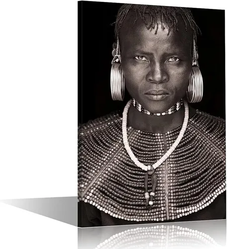 Miniatura 9 de Decoraciones de sala de estar, cuadro de mujer africana negra, pintura de retrato de mujer sobre lienzo, obra de arte moderna, decoración del hogar