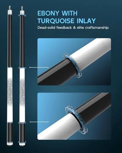 Miniatura 5 de KONLLEN 2.0 Carbon Fiber Pool Cue, Low Deflection Shaft with Pro Taper, Ebony Inlay Design, 12.5mm / 11.8mm Tip, Adjustable Weight System 005