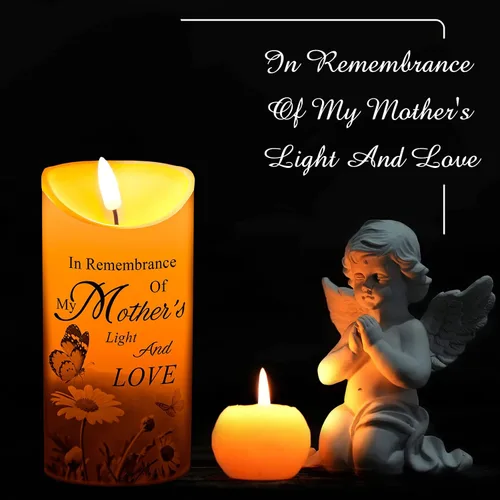 Miniatura 6 de Gerrii Regalos de condolencias por la pérdida de la madre, velas LED sin llama, de 3 x 6 pulgadas, velas conmemorativas en recuerdo de mi madre