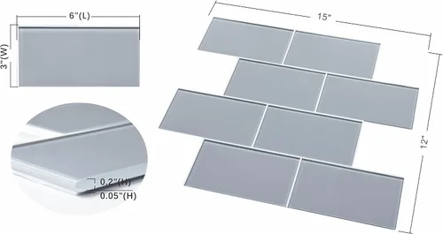 Miniatura 6 de Azulejos de vidrio para despegar y pegar, loseta en muro de pared de cocina, azulejos de vidrio autoadhesivos de metro (5 hojas, 5 pies cuadrados)