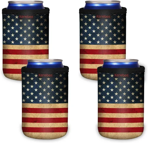Miniatura 11 de Paquete de 4 Fundas Enfriadoras para Latas Delgadas de 12oz, Suaves Aisladas Reutilizables Antideslizantes de Neopreno Portavasos Cubiertas