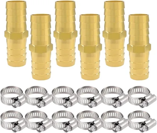 Miniatura 3 de Hooshing Kit de reparación de manguera de jardín de 6 piezas, conector de púas de latón de 1/2 pulgada con abrazaderas de acero inoxidable