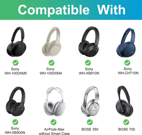 Miniatura 2 de Funda para auriculares CMF, Beats, Sony, Raycon, JBL, OneOdio, TOZO, SteelSeries, Jabra, Audio-Technica y Sennheiser (negro exterior+negro interior)