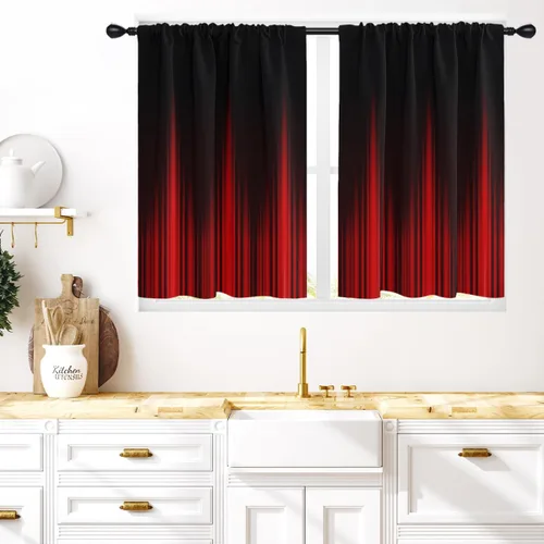Miniatura 19 de Coxila Cortinas 100% opacas en negro y beige de 42 x 63 pulgadas, cortinas góticas degradadas con aislamiento térmico para dormitorio