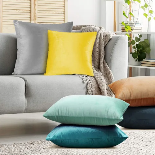 Miniatura 7 de Nestl Fundas de cojín de terciopelo acogedoras para exterior, fundas de cojín decorativas suaves y lisas de 18x18 pulgadas para sofá, cama y Azul