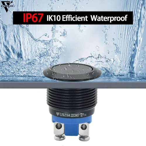 Miniatura 4 de 2 piezas de interruptor de botón de presión de 19 mm, negro, momentáneo, impermeable IP67, metal, plano, redondo, 3/4 pulgadas, 12 V, 24 V, 36 V