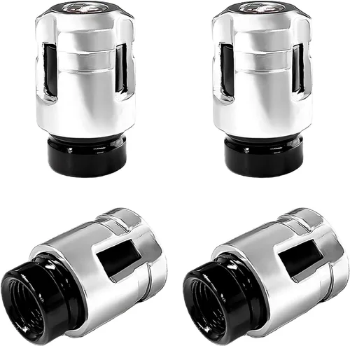 Miniatura 7 de Yourkar 4 tapas de vástago de válvula de neumático de automóvil, cubiertas de válvula de rueda de aleación de aluminio de forma única, resistentes a