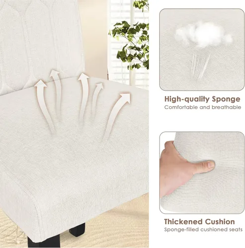 Miniatura 6 de VECELO Juego de 2 sillas de comedor tapizadas Parsons con asiento cómodo, patas de madera maciza con almohadillas de goma, para sala de estar