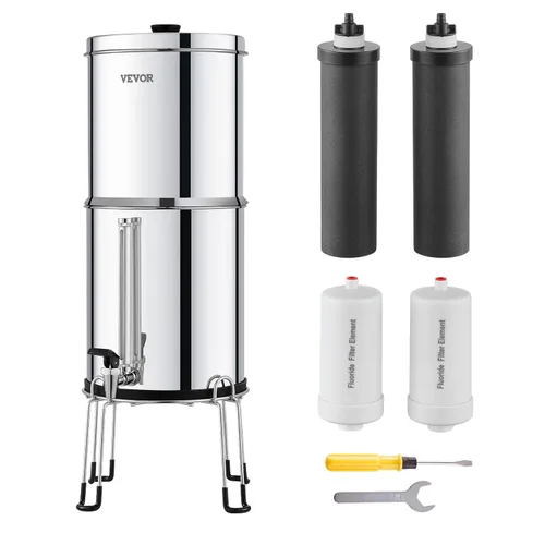 Miniatura 14 de VEVOR Sistema de filtro de agua alimentado por gravedad, sistema de sobremesa de acero inoxidable 304 de 2.25G, sistema de filtración de agua, Nivel