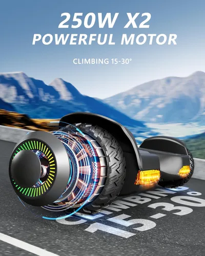 Miniatura 2 de Gyroor Scooter de equilibrio automático G13 todo terreno con luces LED, autoequilibrio todoterreno con Bluetooth para niños de 6 a 12 años y Negro