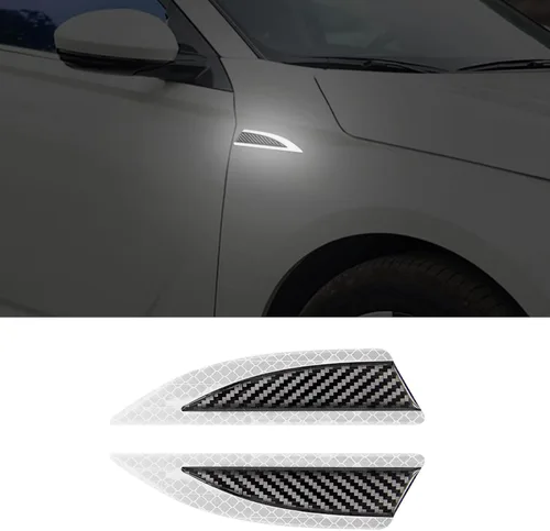Adhesivo reflectante de seguridad para automóvil, marcador lateral de fibra de carbono, advertencia de seguridad, tira anticolisión, protección