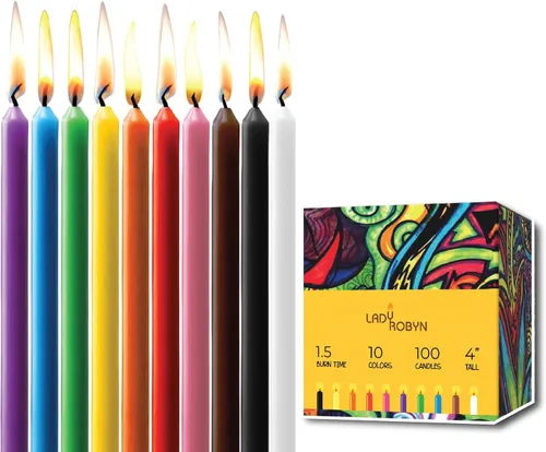 Miniatura 3 de Juego de 20 velas cónicas de color sólido, velas de cera de parafina sin goteo de 4 pulgadas con mecha de algodón, ideal para bodas, shabat, Rojo
