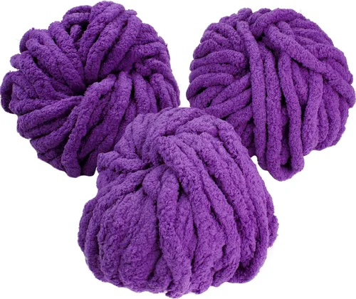 Miniatura 26 de iDIY - Paquete de 3 madejas de hilo grueso (72 yardas), color rosa claro, hilo de felpilla esponjoso perfecto para mantas suaves y de bebé, tejer