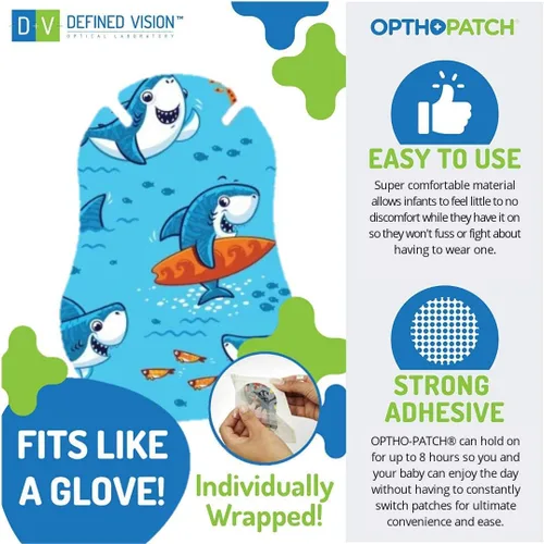 Miniatura 5 de Opthopatch Parches oculares para bebés – Adhesivo extra sensible – Diseño para niños [Serie I] – 40 unidades + 1 tabla de recompensas